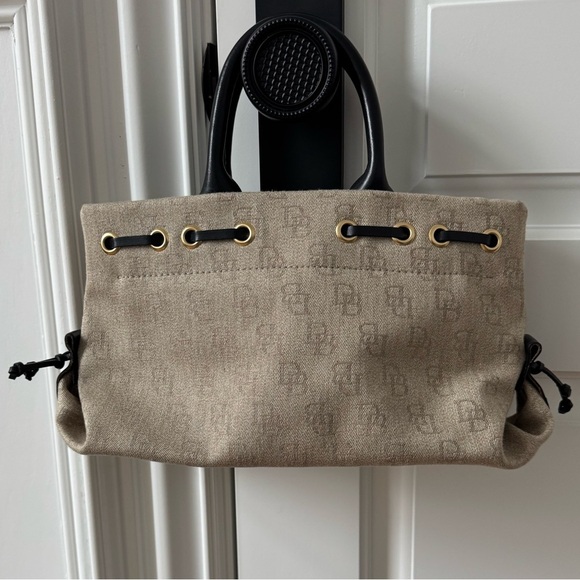 Dooney & Bourke Vintage Beige Canvas Handbag with Black Accents - Picture 3 of 9